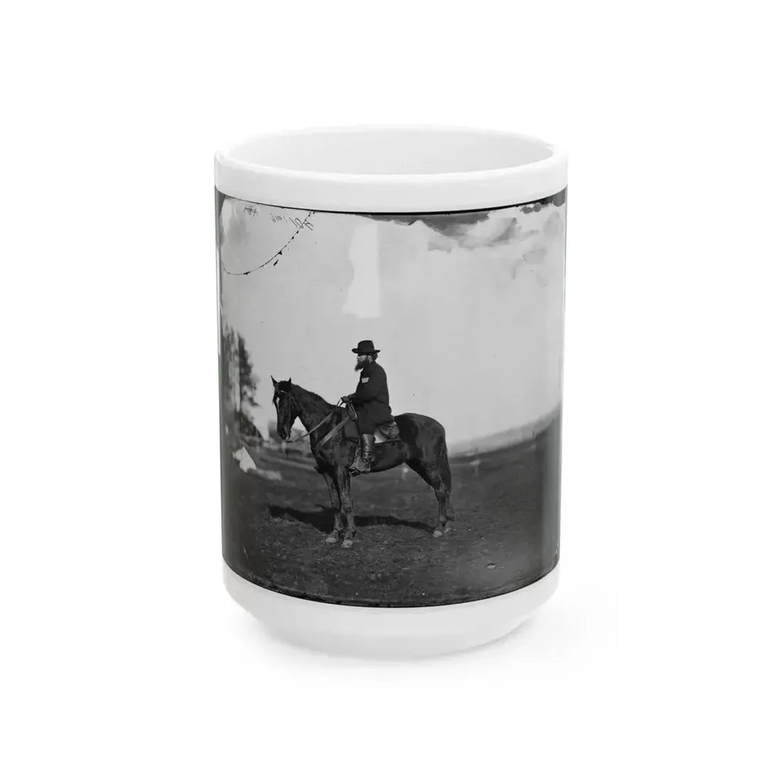 Brandy Station, Virginia. Alfred R. Waud, Artist For  Harper's Weekly  (Seated On A Horse) At Headquarters Army Of The Potomac (U.S. Civil War) White Coffee Mug 15oz - Go Mug Yourself