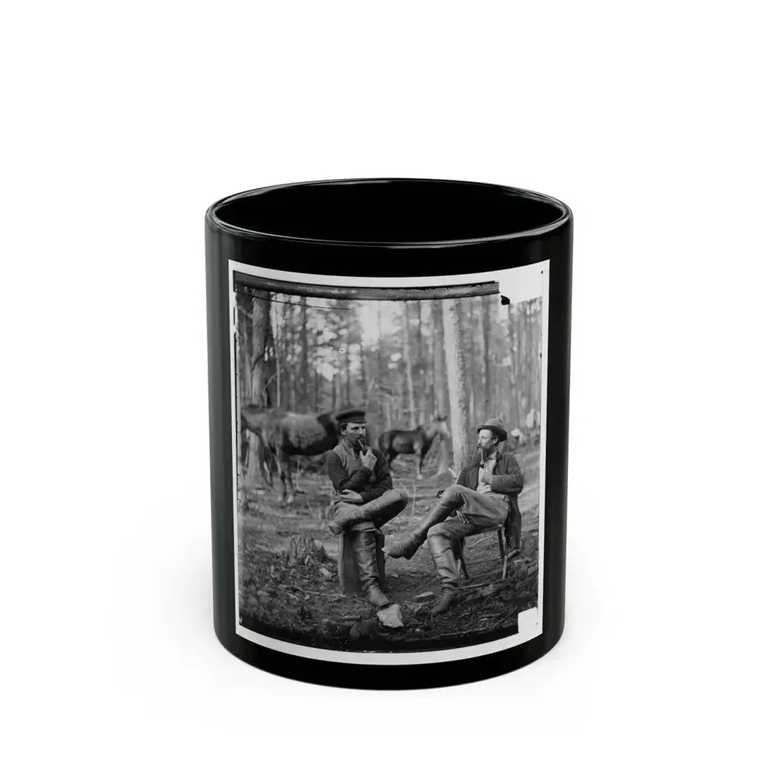 Brandy Station, Virginia. Discussing The Probilities ( ) Of The Next Move (U.S. Civil War) Black Coffee Mug 11oz - Go Mug Yourself
