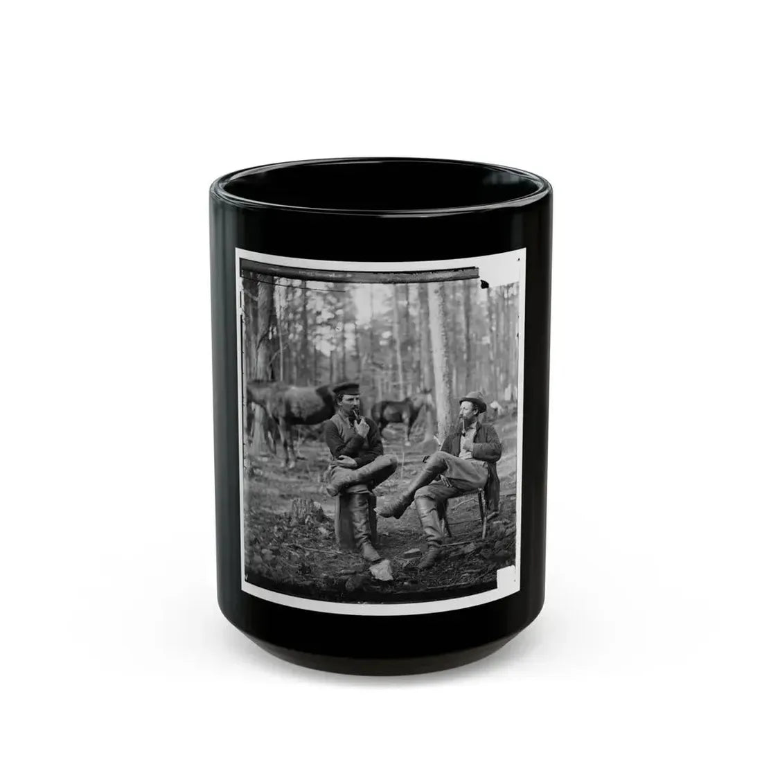 Brandy Station, Virginia. Discussing The Probilities ( ) Of The Next Move (U.S. Civil War) Black Coffee Mug 15oz - Go Mug Yourself