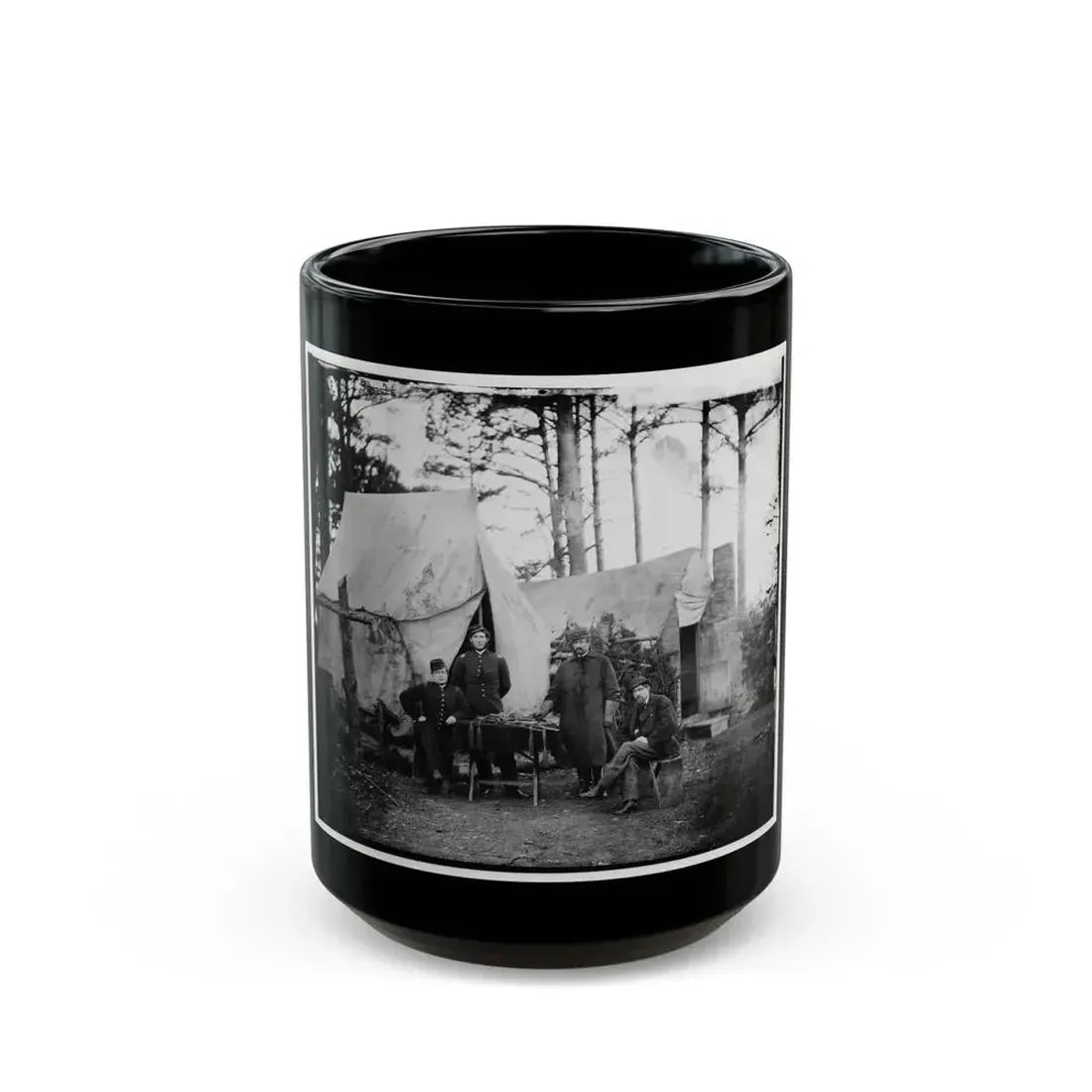 Brandy Station, Virginia. Group Of Officers, Headquarters, Army Of The Potomac (U.S. Civil War) Black Coffee Mug 15oz - Go Mug Yourself
