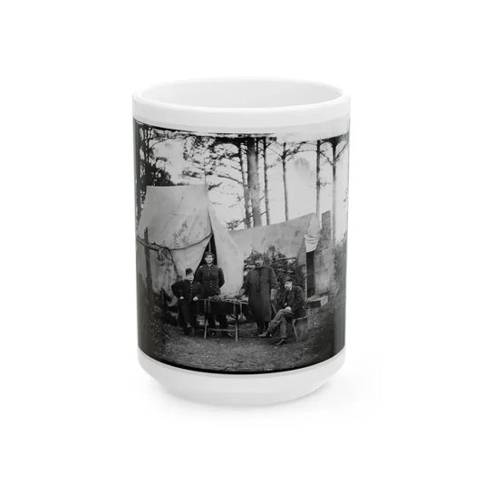 Brandy Station, Virginia. Group Of Officers, Headquarters, Army Of The Potomac (U.S. Civil War) White Coffee Mug 15oz - Go Mug Yourself