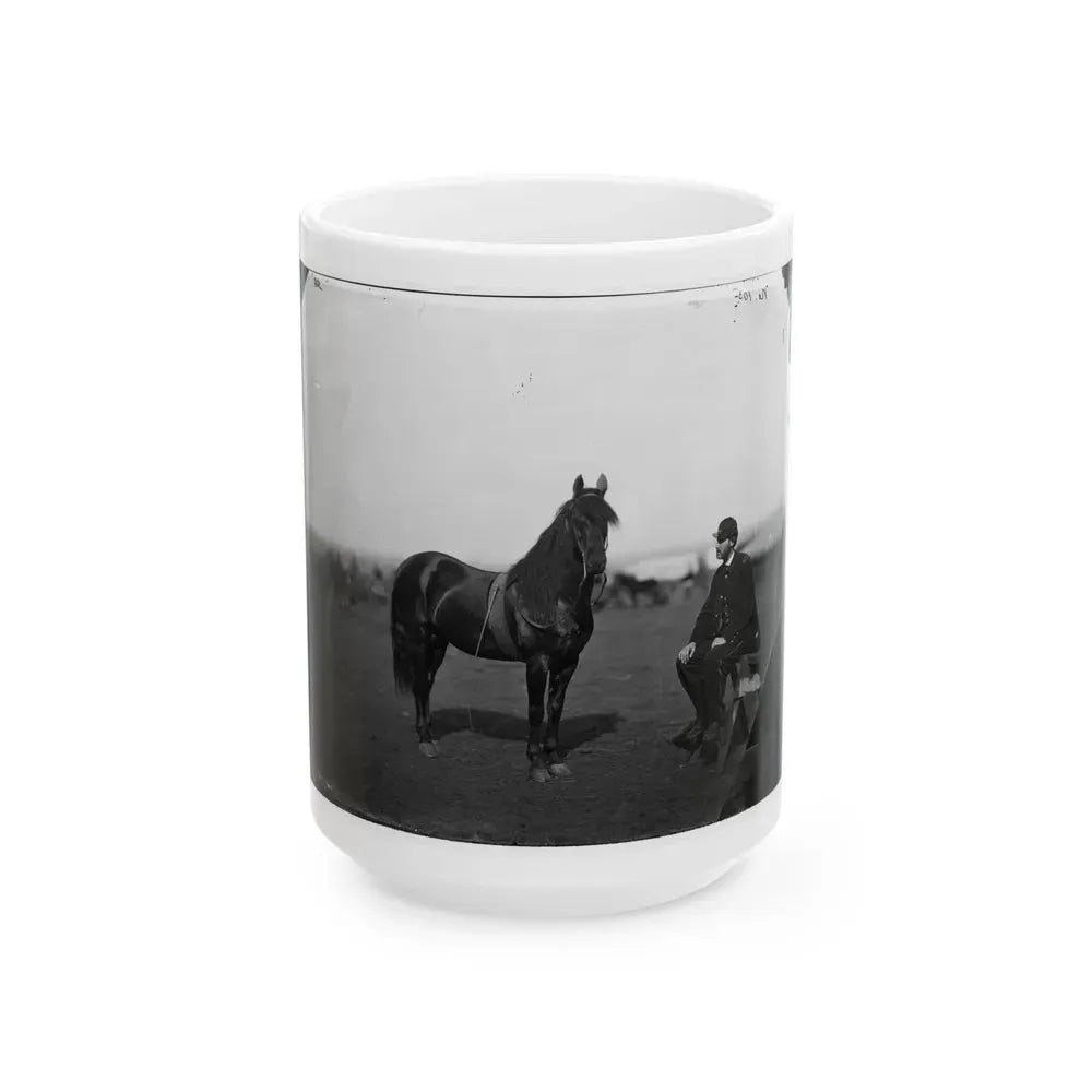 Brandy Station, Virginia. Lt. Chas W. Wolsey With Horse Headquarters Army Of The Potomac (U.S. Civil War) White Coffee Mug 15oz - Go Mug Yourself