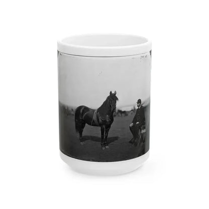 Brandy Station, Virginia. Lt. Chas W. Wolsey With Horse Headquarters Army Of The Potomac (U.S. Civil War) White Coffee Mug 15oz - Go Mug Yourself