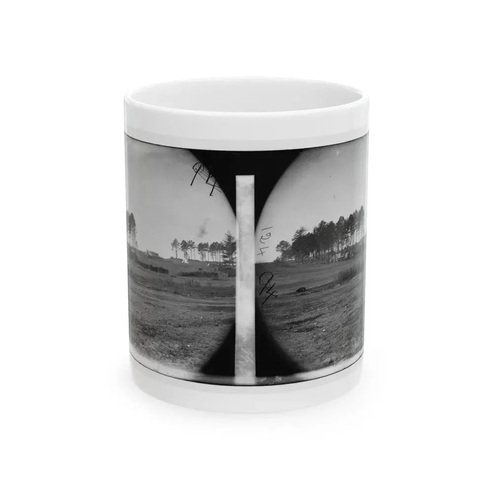 Brandy Station, Virginia. View Of Col. G.H. Sharpe's Quarters. Headquarters, Army Of The Potomac. Bull Ring In The Distance (U.S. Civil War) White Coffee Mug 11oz - Go Mug Yourself