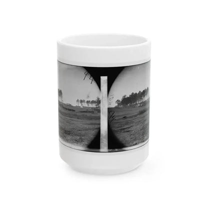 Brandy Station, Virginia. View Of Col. G.H. Sharpe's Quarters. Headquarters, Army Of The Potomac. Bull Ring In The Distance (U.S. Civil War) White Coffee Mug 15oz - Go Mug Yourself