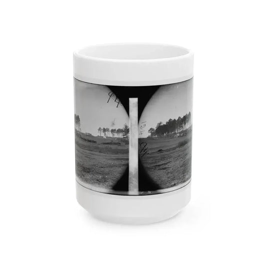 Brandy Station, Virginia. View Of Col. G.H. Sharpe's Quarters. Headquarters, Army Of The Potomac. Bull Ring In The Distance (U.S. Civil War) White Coffee Mug 15oz - Go Mug Yourself