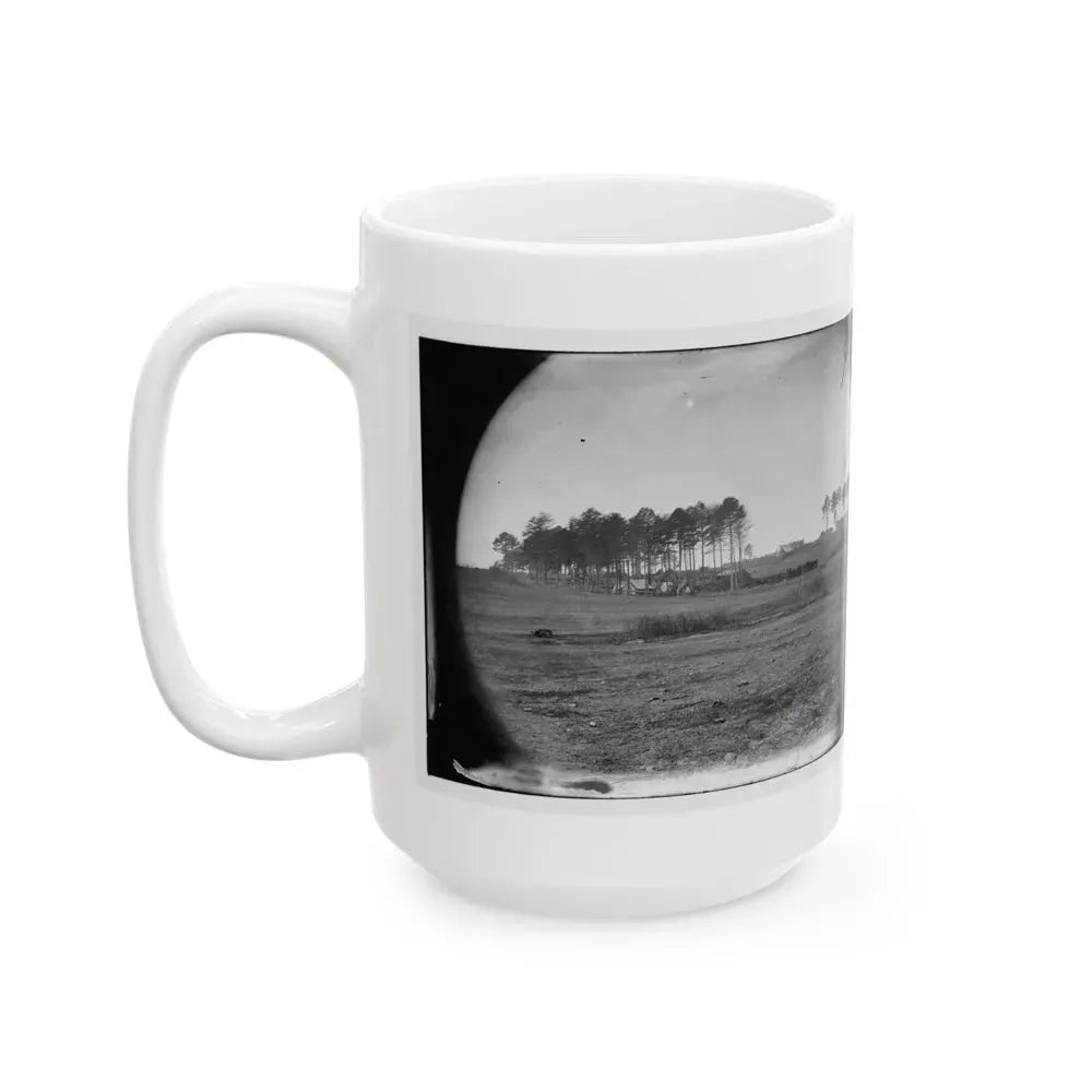 Brandy Station, Virginia. View Of Col. G.H. Sharpe's Quarters. Headquarters, Army Of The Potomac. Bull Ring In The Distance (U.S. Civil War) White Coffee Mug - Go Mug Yourself