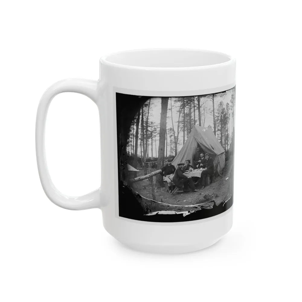 Brandy Station, Virginia. A Breakfast Party At Headquarters. Army Of The Potomac (U.S. Civil War) White Coffee Mug-Go Mug Yourself