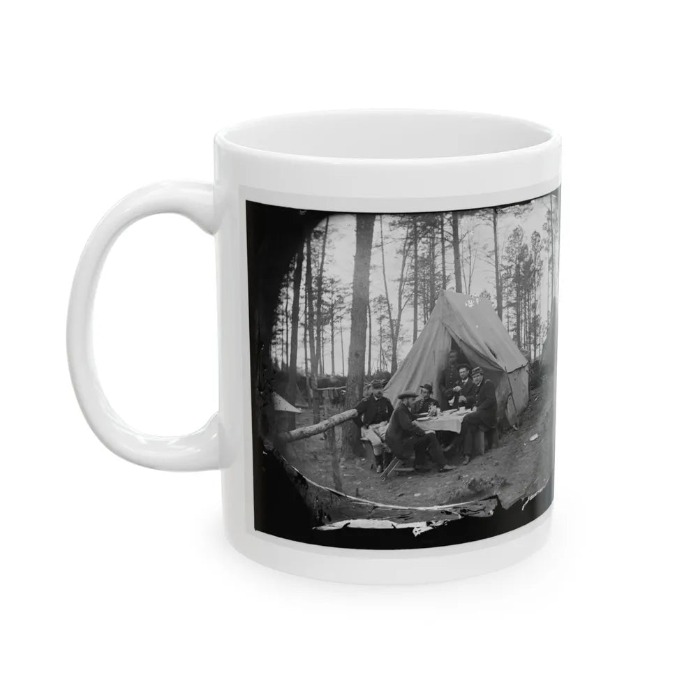 Brandy Station, Virginia. A Breakfast Party At Headquarters. Army Of The Potomac (U.S. Civil War) White Coffee Mug-Go Mug Yourself