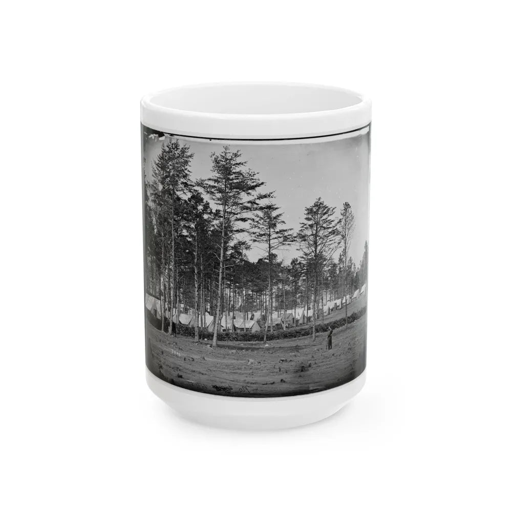 Brandy Station, Virginia. Camp At Headquarters, Army Of The Potomac (U.S. Civil War) White Coffee Mug-15oz-Go Mug Yourself