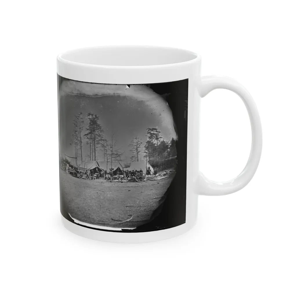 Brandy Station, Virginia. Carpenter, Wheelwright And Harness Shops. Headquarters, Army Of The Potomac (U.S. Civil War) White Coffee Mug-Go Mug Yourself