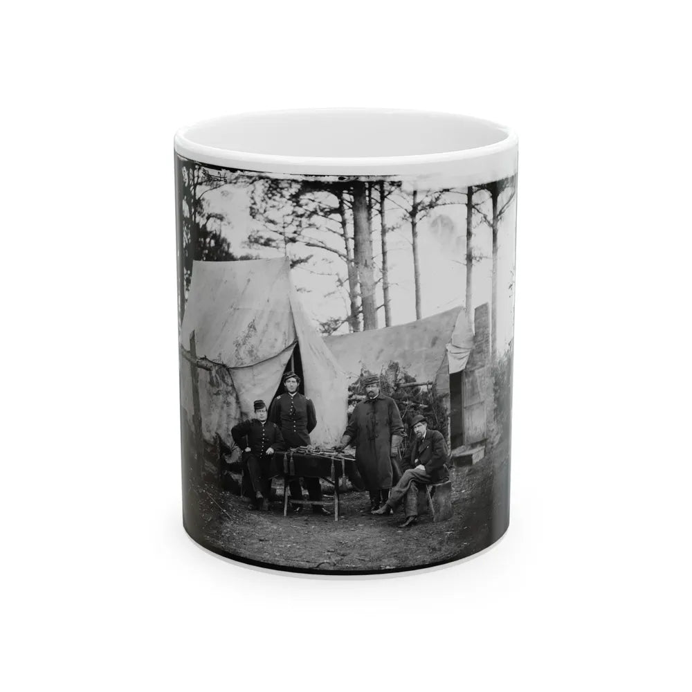 Brandy Station, Virginia. Group Of Officers, Headquarters, Army Of The Potomac (U.S. Civil War) White Coffee Mug-11oz-Go Mug Yourself