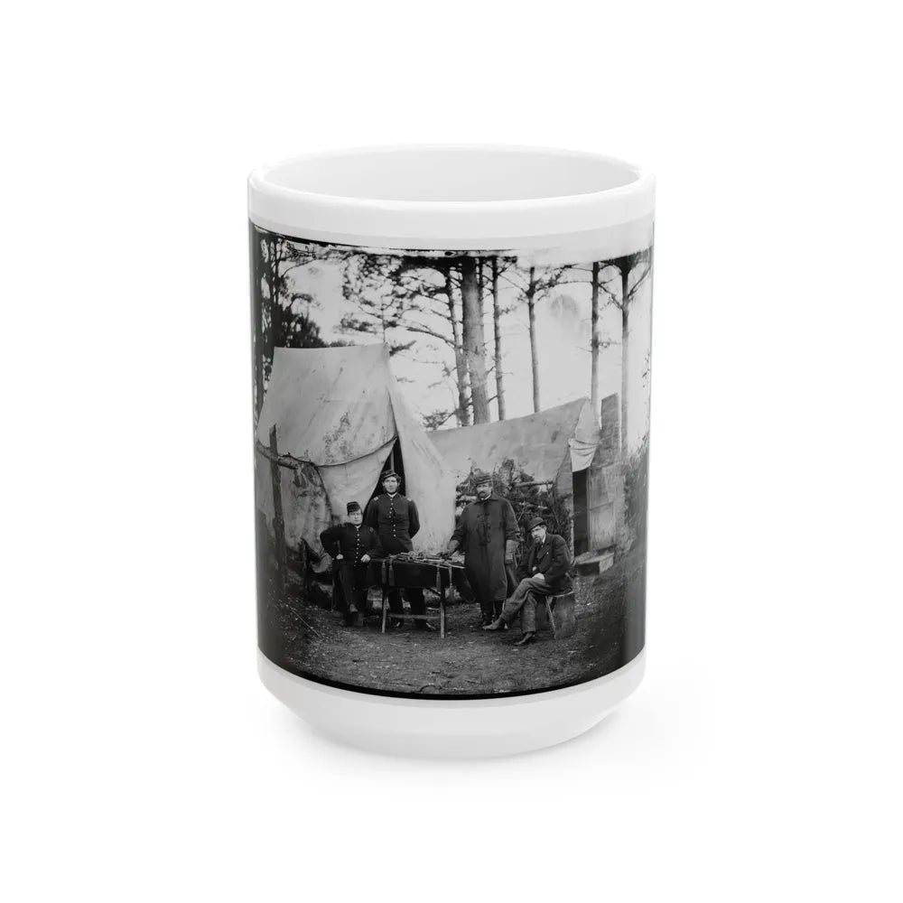 Brandy Station, Virginia. Group Of Officers, Headquarters, Army Of The Potomac (U.S. Civil War) White Coffee Mug-15oz-Go Mug Yourself