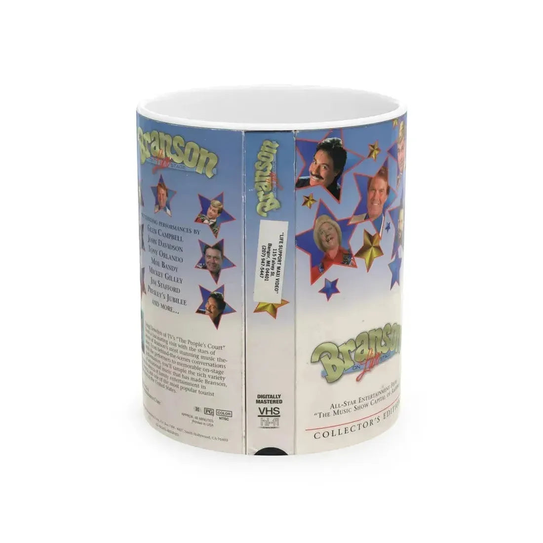 BRANSON LIVE ON STAGE (VHS COVER) - White Coffee Mug 11oz - Go Mug Yourself