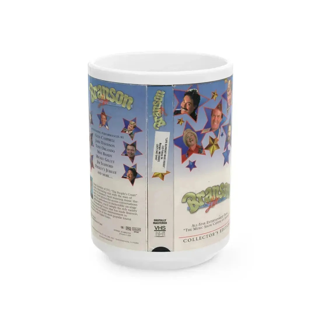 BRANSON LIVE ON STAGE (VHS COVER) - White Coffee Mug 15oz - Go Mug Yourself