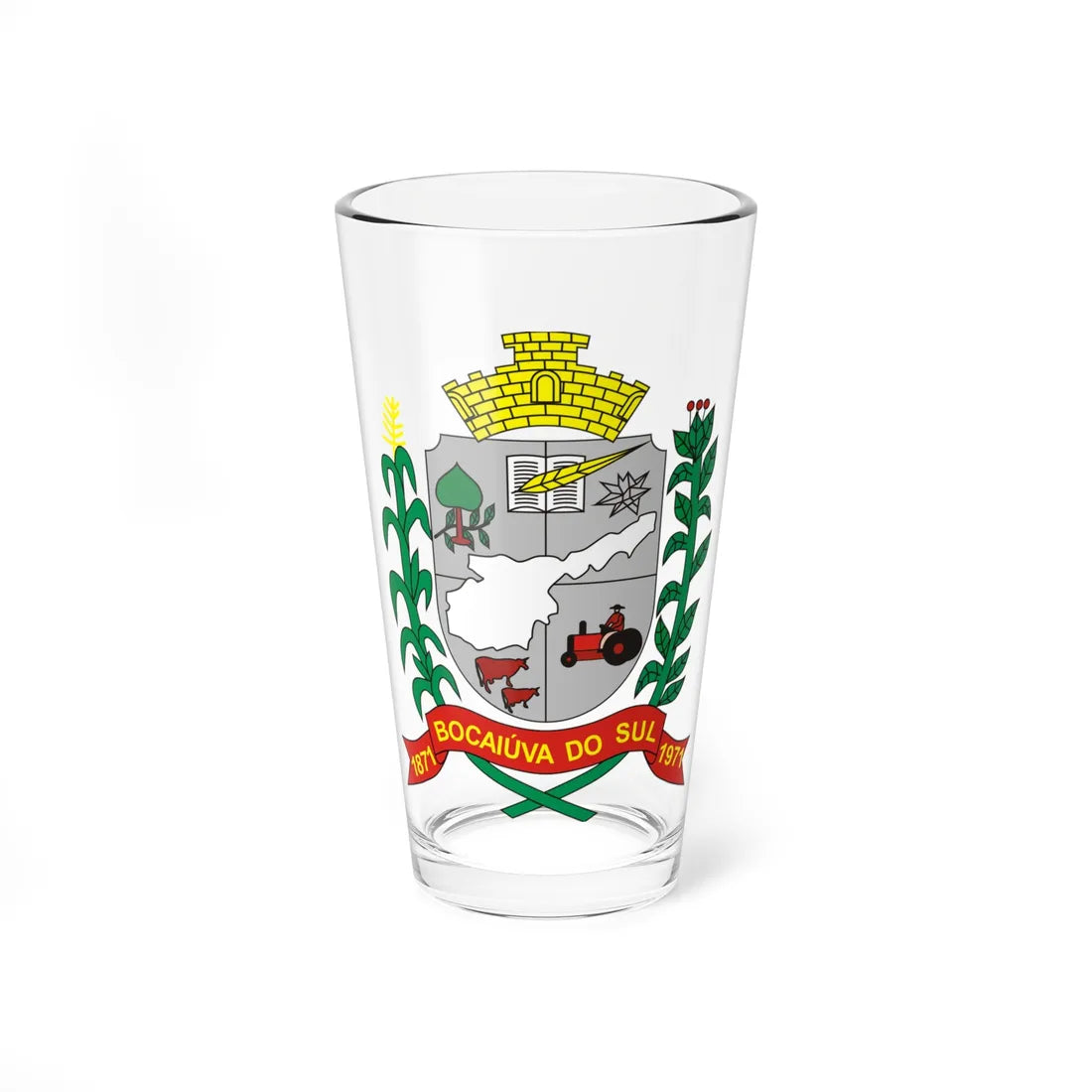 Brasao BocaiuvadoSul Parana Brasil (Brazil) (Coat of Arms) Pint Glass 16oz 16oz - Go Mug Yourself