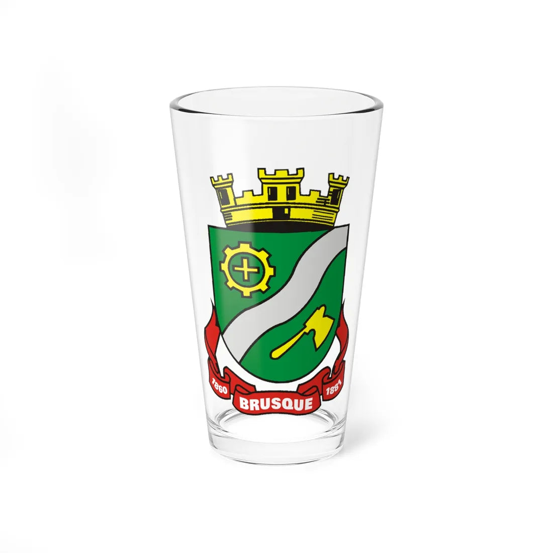 Brasao Brusque SantaCatarina Brasil (Brazil) (Coat of Arms) Pint Glass 16oz 16oz - Go Mug Yourself