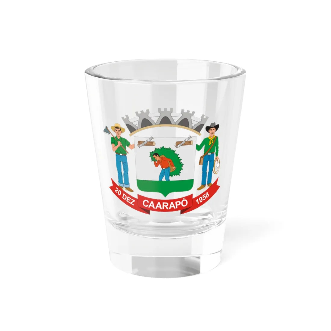 Brasao Caarapo MatoGrossodoSul Brasil (Brazil) (Coat of Arms) Shot Glass 1.5oz 1.5oz - Go Mug Yourself