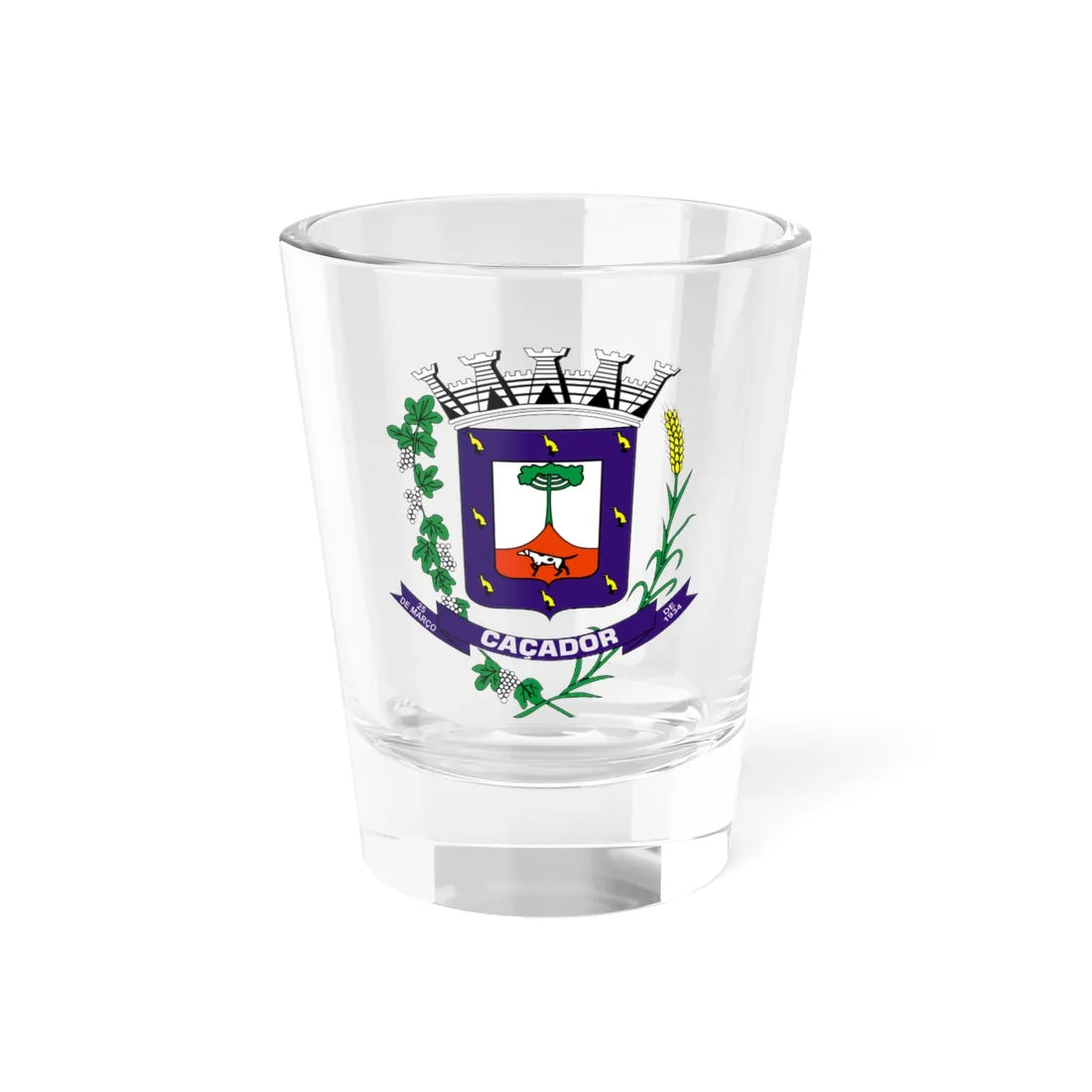 Brasao Cacador (Brazil) (Coat of Arms) Shot Glass 1.5oz 1.5oz - Go Mug Yourself