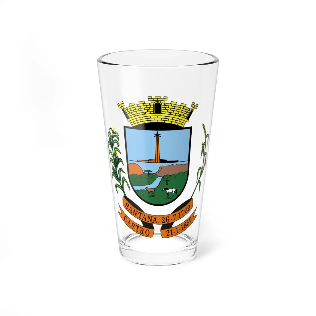 Brasao Castro Parana Brasil (Brazil) (Coat of Arms) Pint Glass 16oz 16oz - Go Mug Yourself