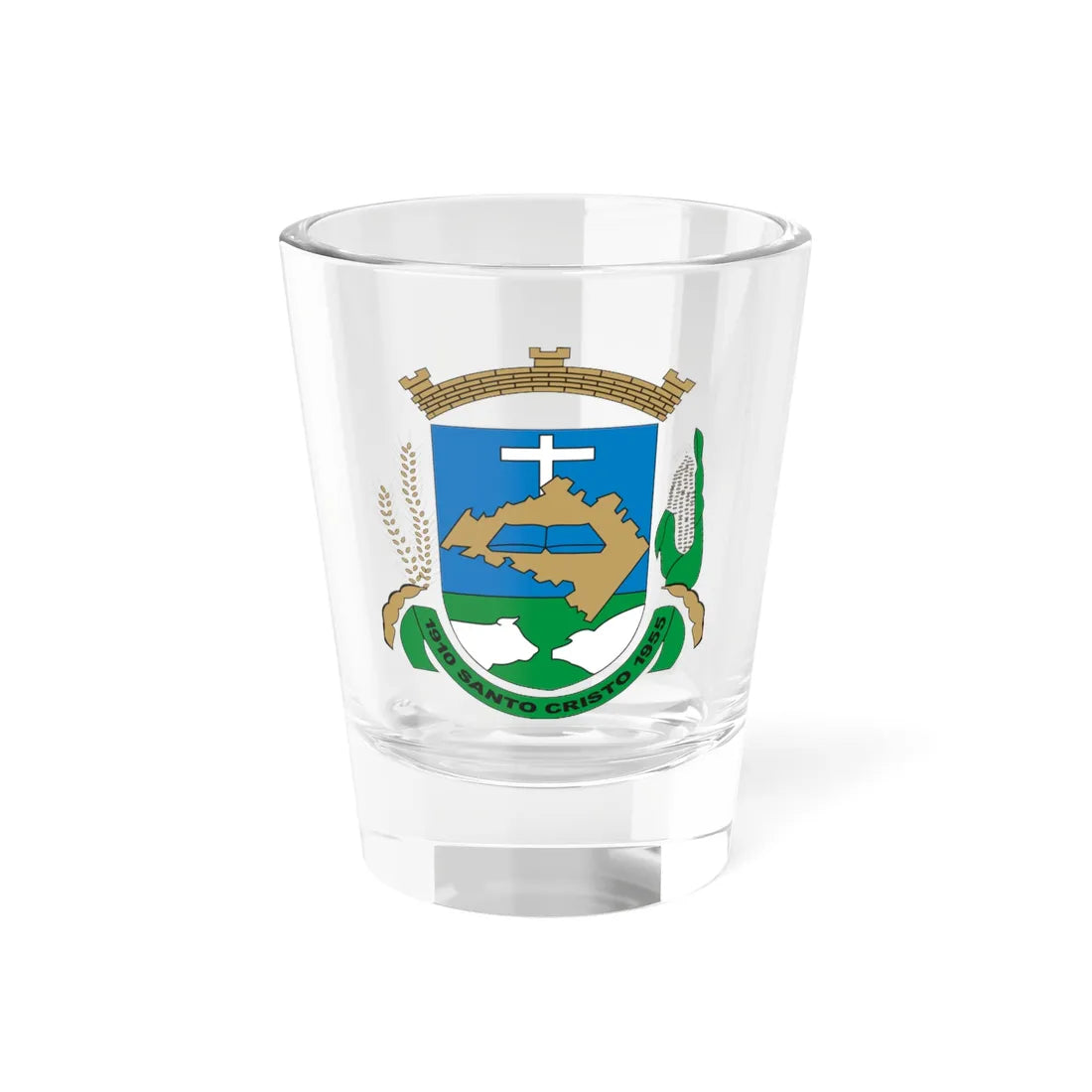 Brasao SantoCristo RioGrandedoSul Brasil (Brazil) (Coat of Arms) Shot Glass 1.5oz 1.5oz - Go Mug Yourself