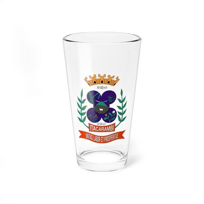 Brasão da Bandeira da Cidade de Itacarambi (Brazil) (Coat of Arms) Pint Glass 16oz 16oz - Go Mug Yourself