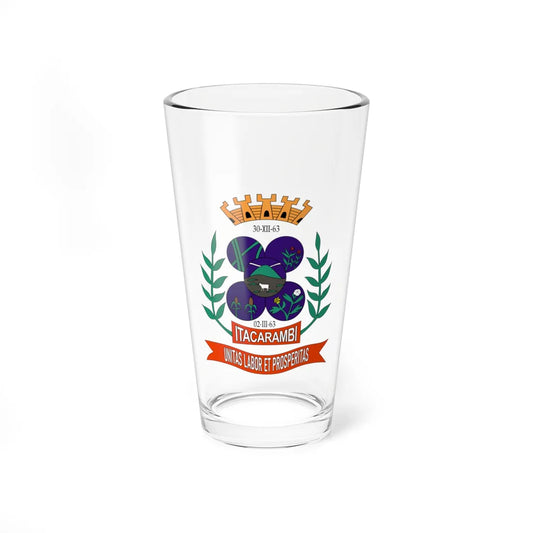Brasão da Bandeira da Cidade de Itacarambi (Brazil) (Coat of Arms) Pint Glass 16oz 16oz - Go Mug Yourself
