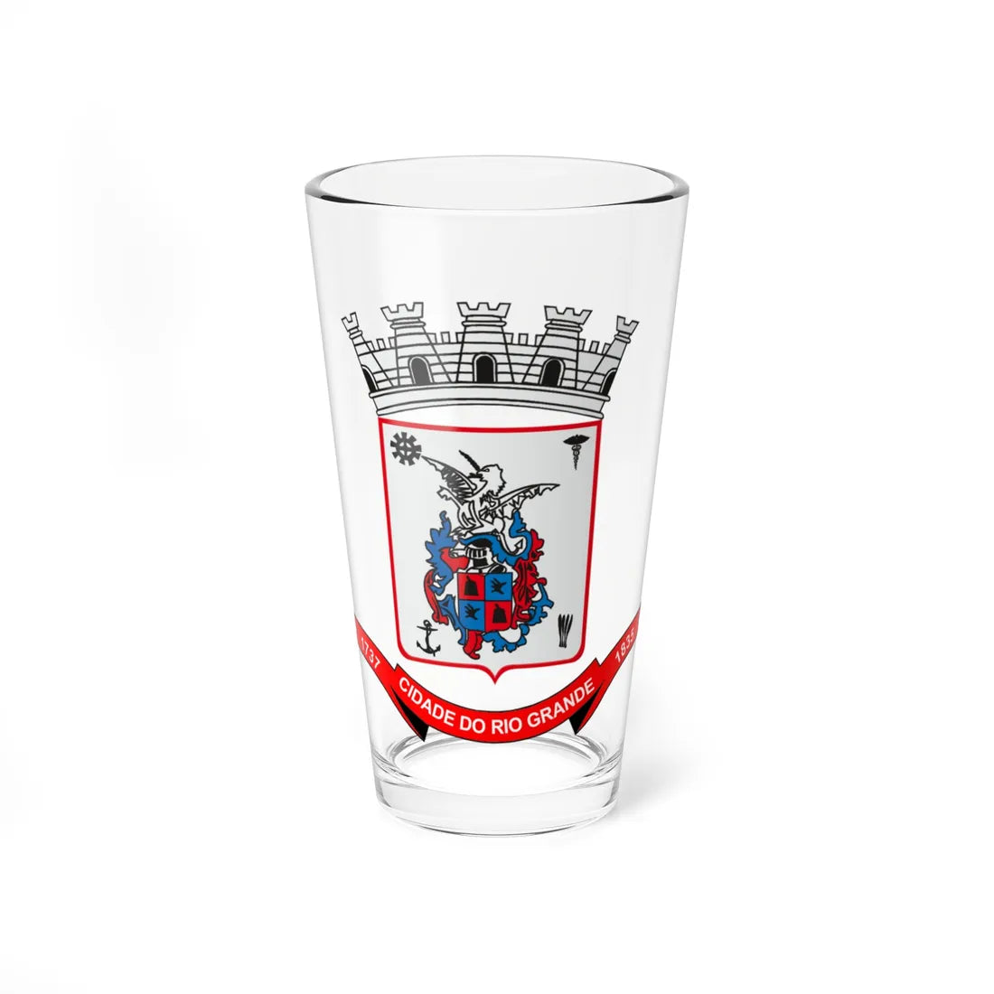 Brasão da Cidade do Rio Grande (Brazil) (Coat of Arms) Pint Glass 16oz 16oz - Go Mug Yourself