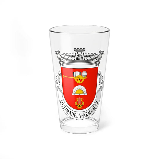 Brasão da Freguesia de Queimadela (Portugal) (Coat of Arms) Pint Glass 16oz 16oz - Go Mug Yourself