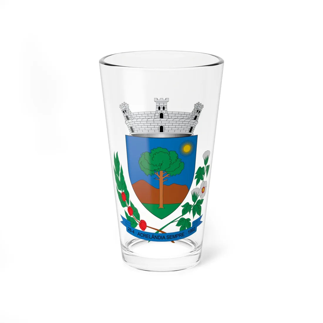 Brasão de Acrelândia - AC (Brazil) (Coat of Arms) Pint Glass 16oz - Go Mug Yourself