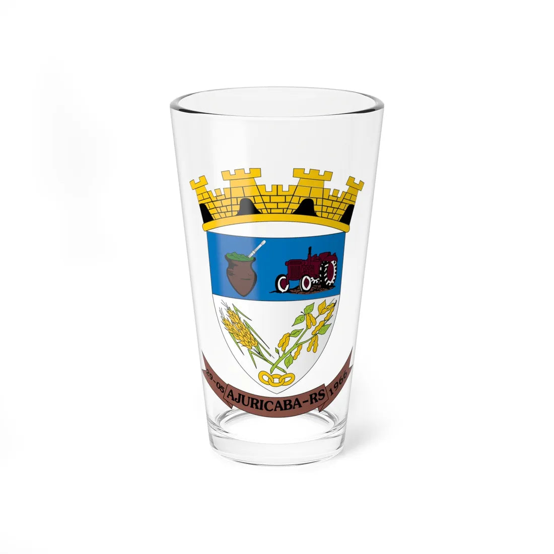 Brasão de Ajuricaba (Brazil) (Coat of Arms) Pint Glass 16oz 16oz - Go Mug Yourself