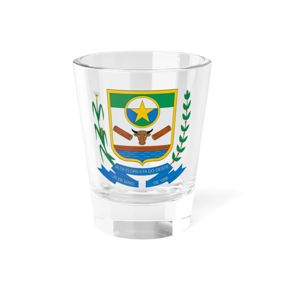 Brasão de Alta Floresta do Oeste - RO (Brazil) (Coat of Arms) Shot Glass 1.5oz 1.5oz - Go Mug Yourself