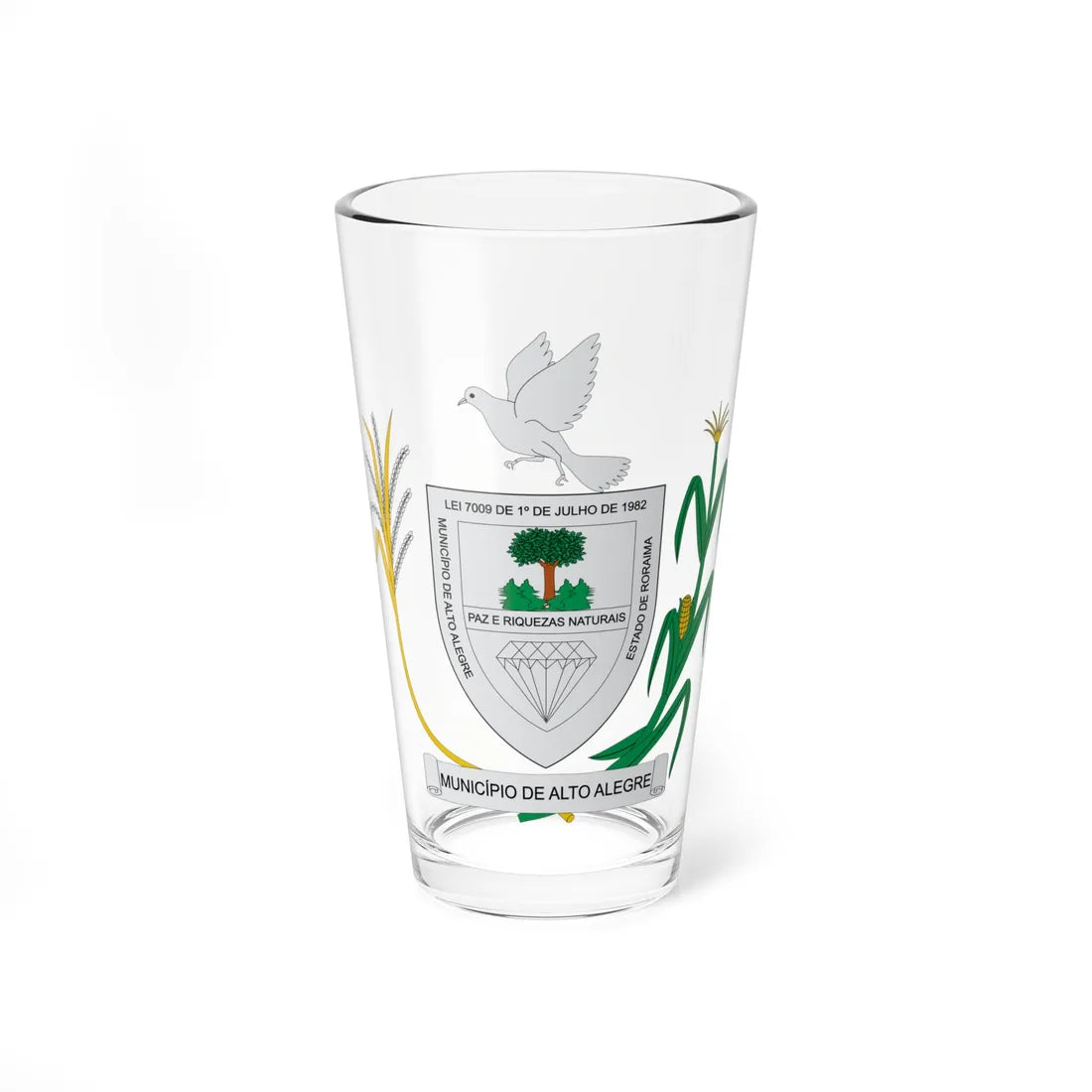 Brasão de Alto Alegre - RR (Brazil) (Coat of Arms) Pint Glass 16oz 16oz - Go Mug Yourself