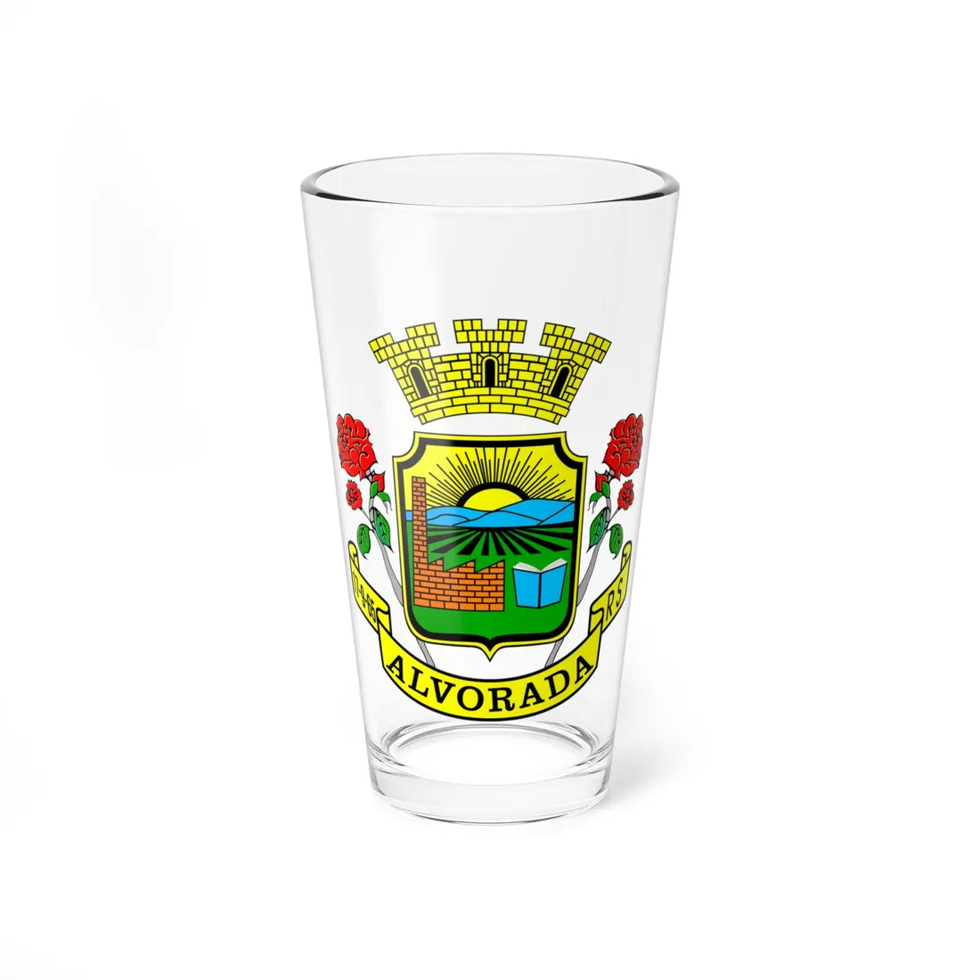 Brasão de Alvorada RS (Brazil) (Coat of Arms) Pint Glass 16oz 16oz - Go Mug Yourself