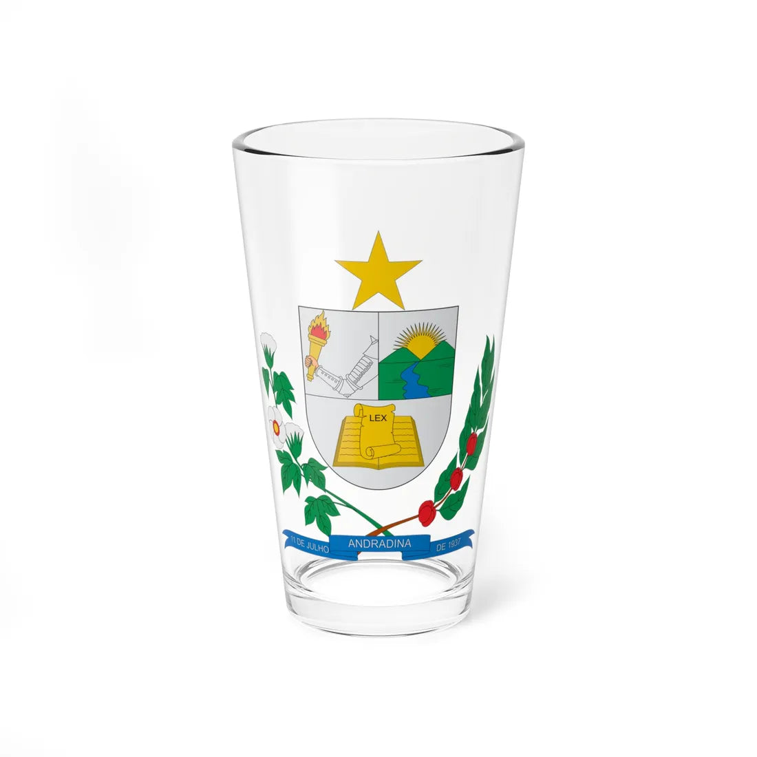 Brasão de Andradina - SP (Brazil) (Coat of Arms) Pint Glass 16oz 16oz - Go Mug Yourself