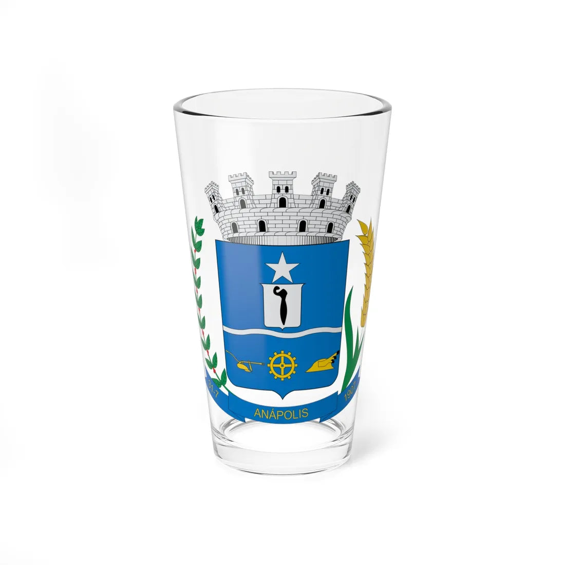 Brasão de Anápolis - GO (Brazil) (Coat of Arms) Pint Glass 16oz 16oz - Go Mug Yourself
