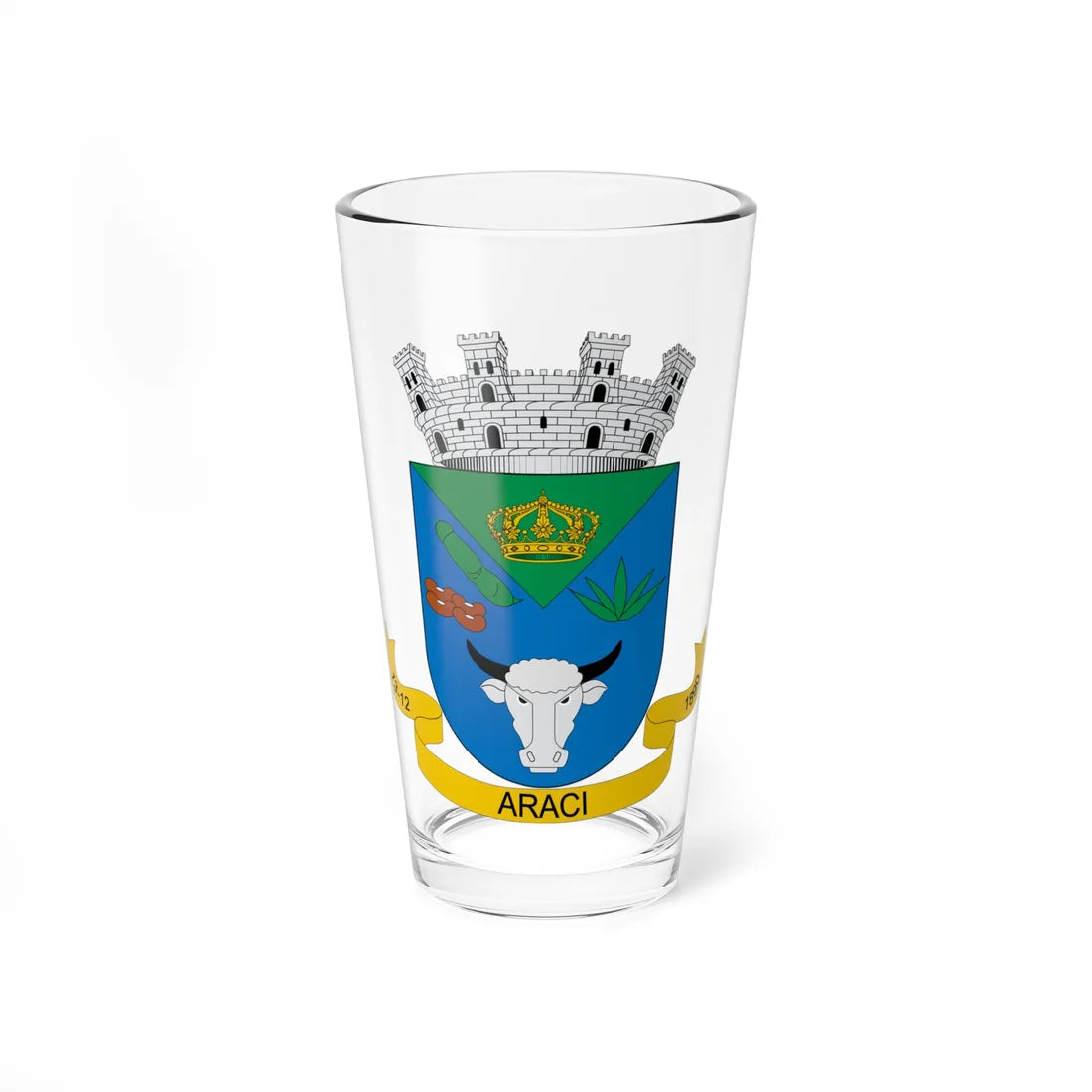 Brasão de Araci - BA (Brazil) (Coat of Arms) Pint Glass 16oz 16oz - Go Mug Yourself
