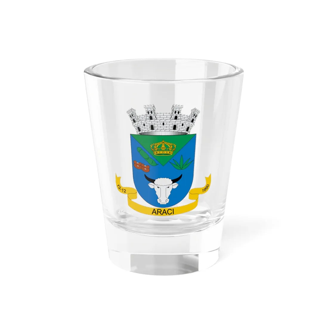 Brasão de Araci - BA (Brazil) (Coat of Arms) Shot Glass 1.5oz 1.5oz - Go Mug Yourself