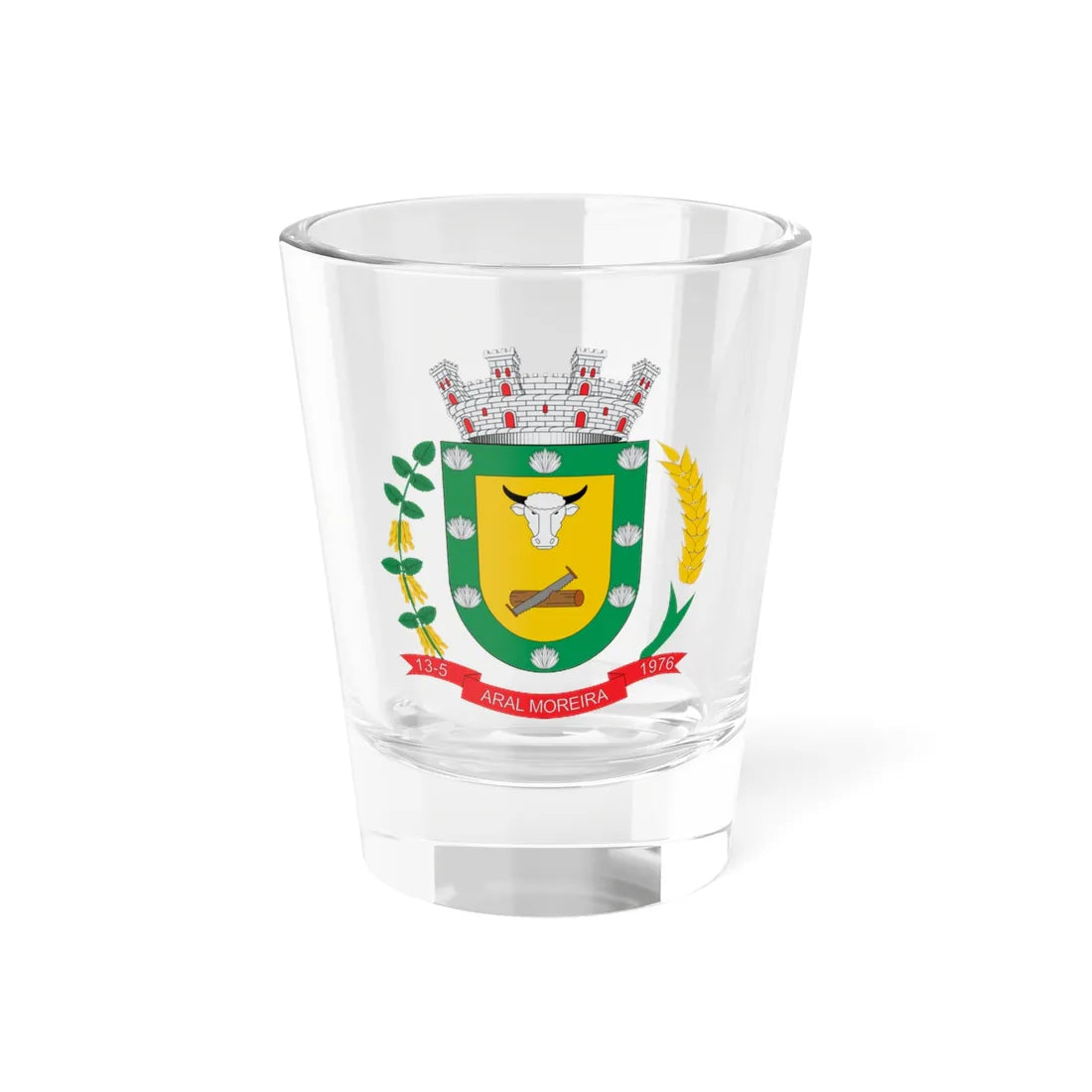 Brasão de Aral Moreira - MS (Brazil) (Coat of Arms) Shot Glass 1.5oz 1.5oz - Go Mug Yourself
