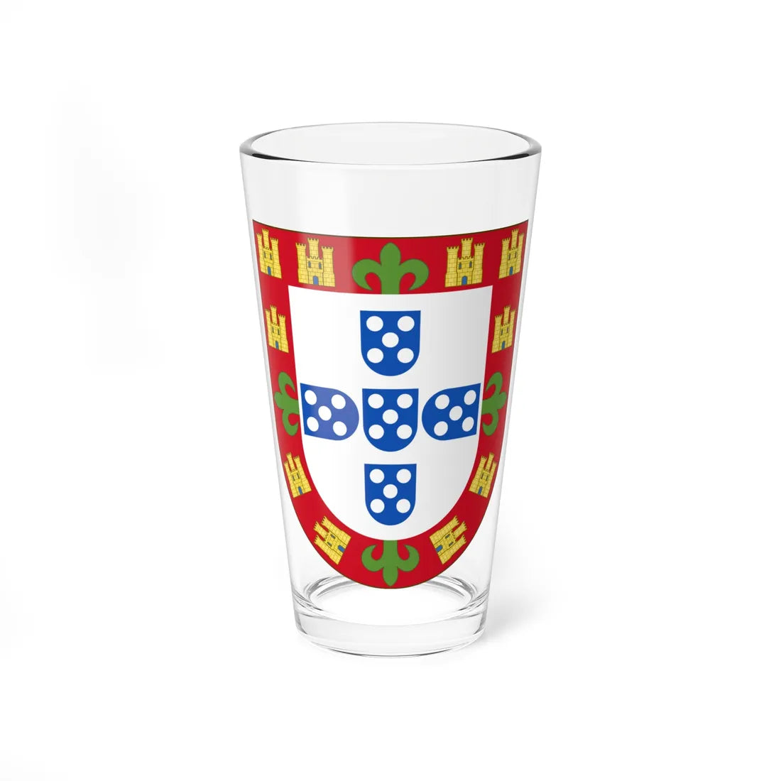 Brasão de armas do reino de Portugal 1385 (Portugal) (Coat of Arms) Pint Glass 16oz 16oz - Go Mug Yourself