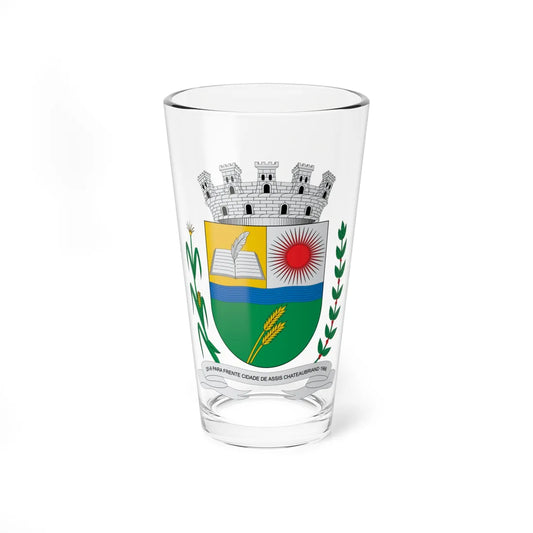 Brasão de Assis Chateaubriand - PR (Brazil) (Coat of Arms) Pint Glass 16oz 16oz - Go Mug Yourself