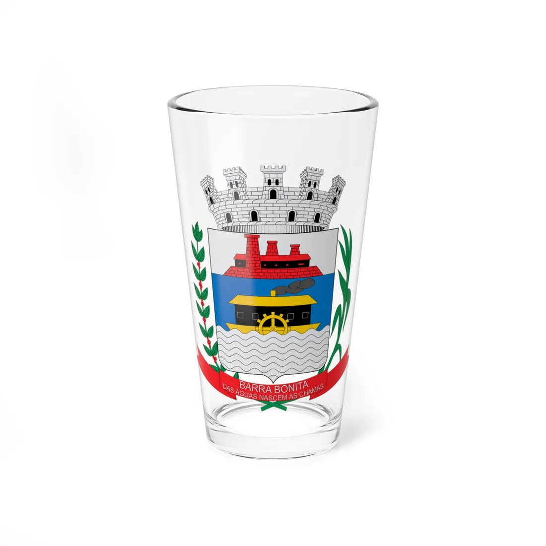 Brasão de Barra Bonita - SP (Brazil) (Coat of Arms) Pint Glass 16oz 16oz - Go Mug Yourself