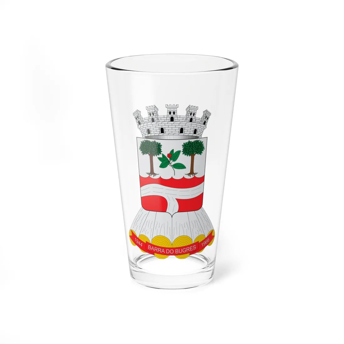 Brasão de Barra do Bugres - MT (Brazil) (Coat of Arms) Pint Glass 16oz 16oz - Go Mug Yourself