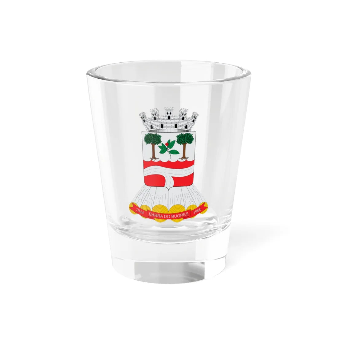 Brasão de Barra do Bugres - MT (Brazil) (Coat of Arms) Shot Glass 1.5oz 1.5oz - Go Mug Yourself