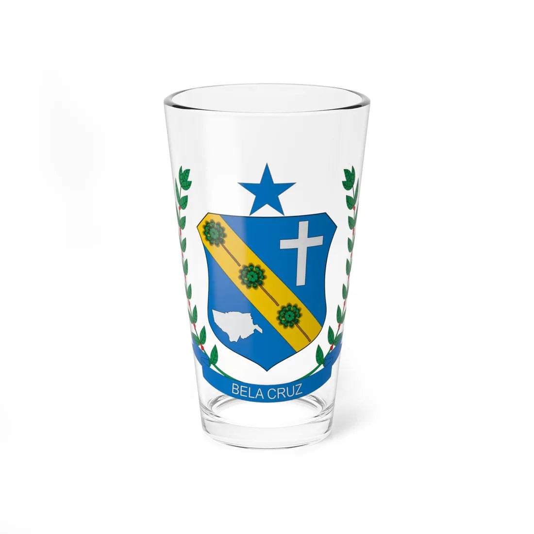 Brasão de Bela Cruz - CE (Brazil) (Coat of Arms) Pint Glass 16oz 16oz - Go Mug Yourself