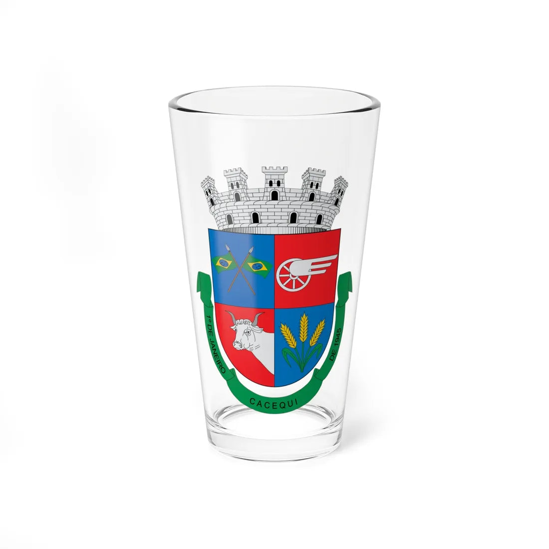 Brasão de Cacequi - RS (Brazil) (Coat of Arms) Pint Glass 16oz 16oz - Go Mug Yourself