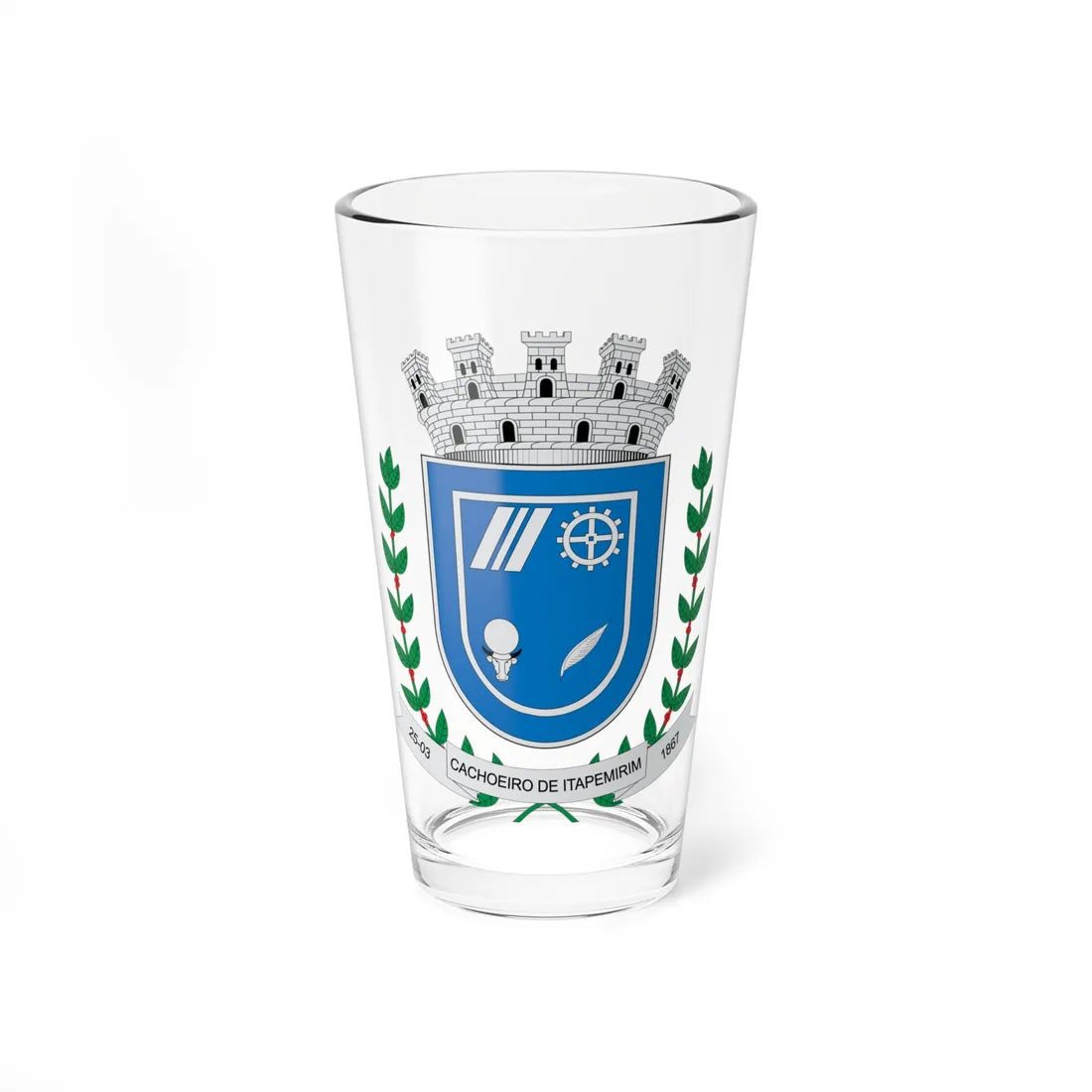 Brasão de Cachoeiro de Itapemirim - ES (Brazil) (Coat of Arms) Pint Glass 16oz 16oz - Go Mug Yourself