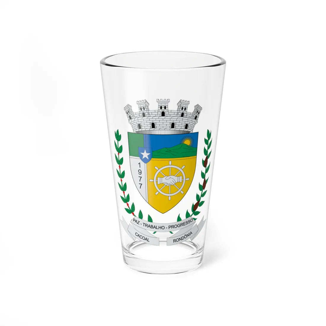 Brasão de Cacoal - RO (Brazil) (Coat of Arms) Pint Glass 16oz 16oz - Go Mug Yourself