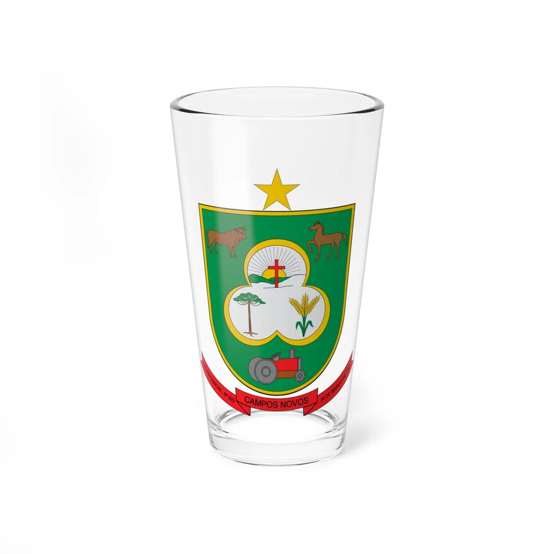 Brasão de Campos Novos - SC (Brazil) (Coat of Arms) Pint Glass 16oz 16oz - Go Mug Yourself