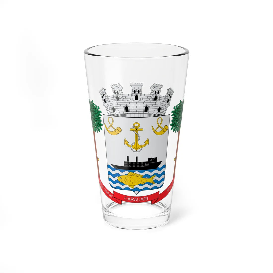 Brasão de Carauari - AM (Brazil) (Coat of Arms) Pint Glass 16oz 16oz - Go Mug Yourself